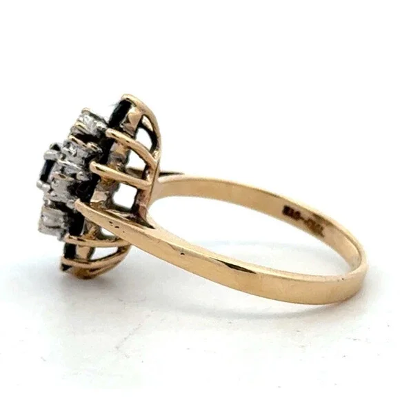 Designer GTR 10KP Yellow Gold Sapphire Diamond Double Halo Oval Cocktail Ring